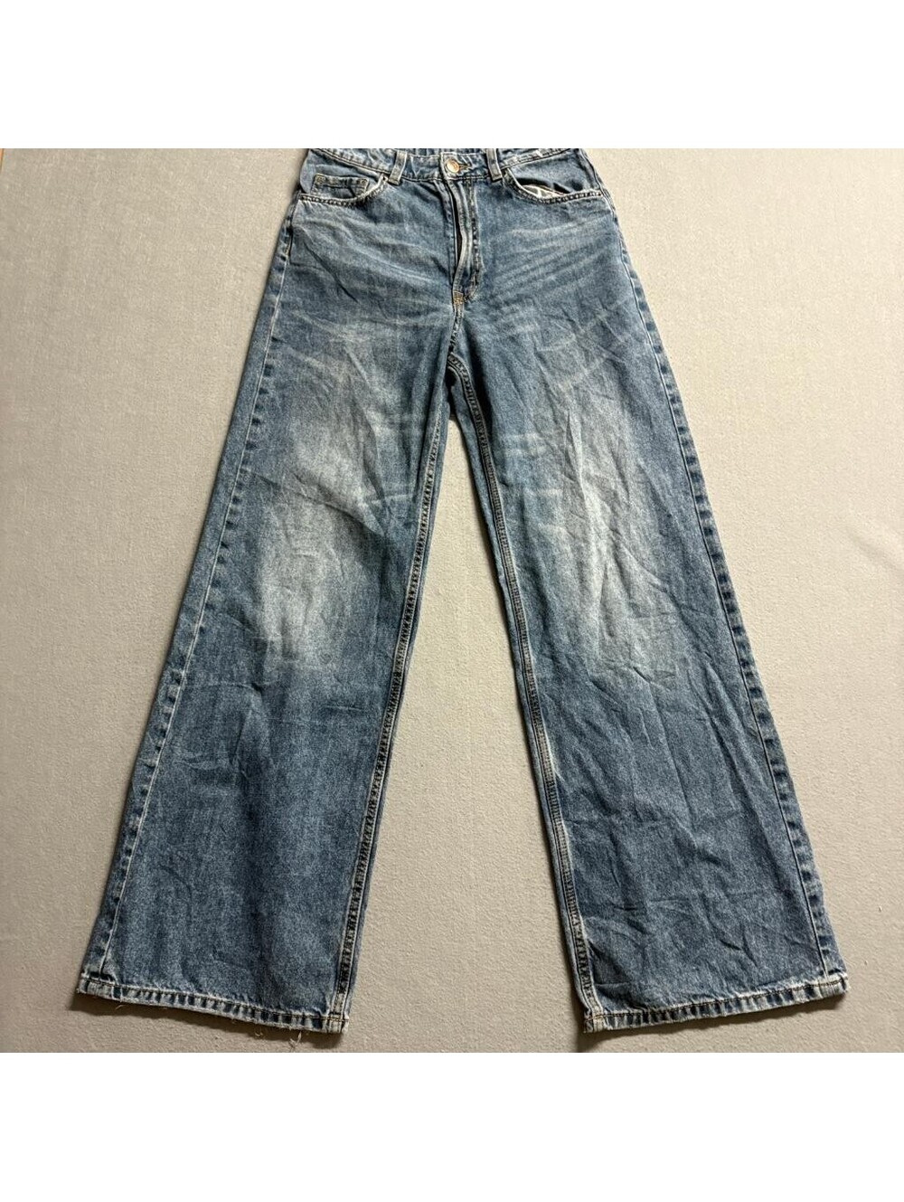 H&M Divided Wide Leg Jeans Womens Size 4 Blue Denim High Rise 100% Cotton